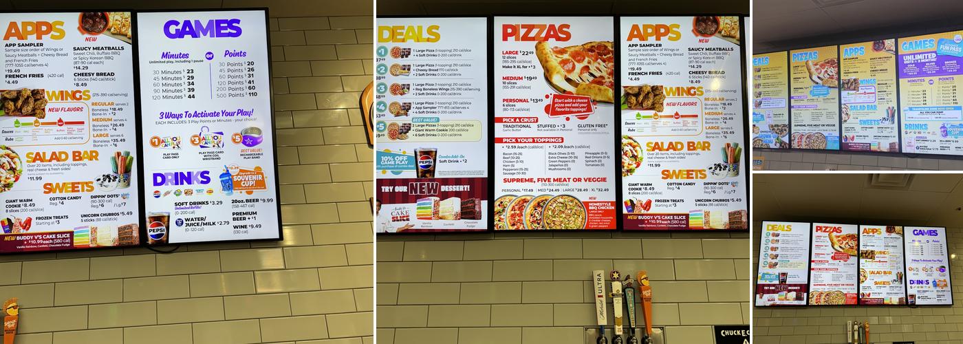 Chuck E. Cheese Menu