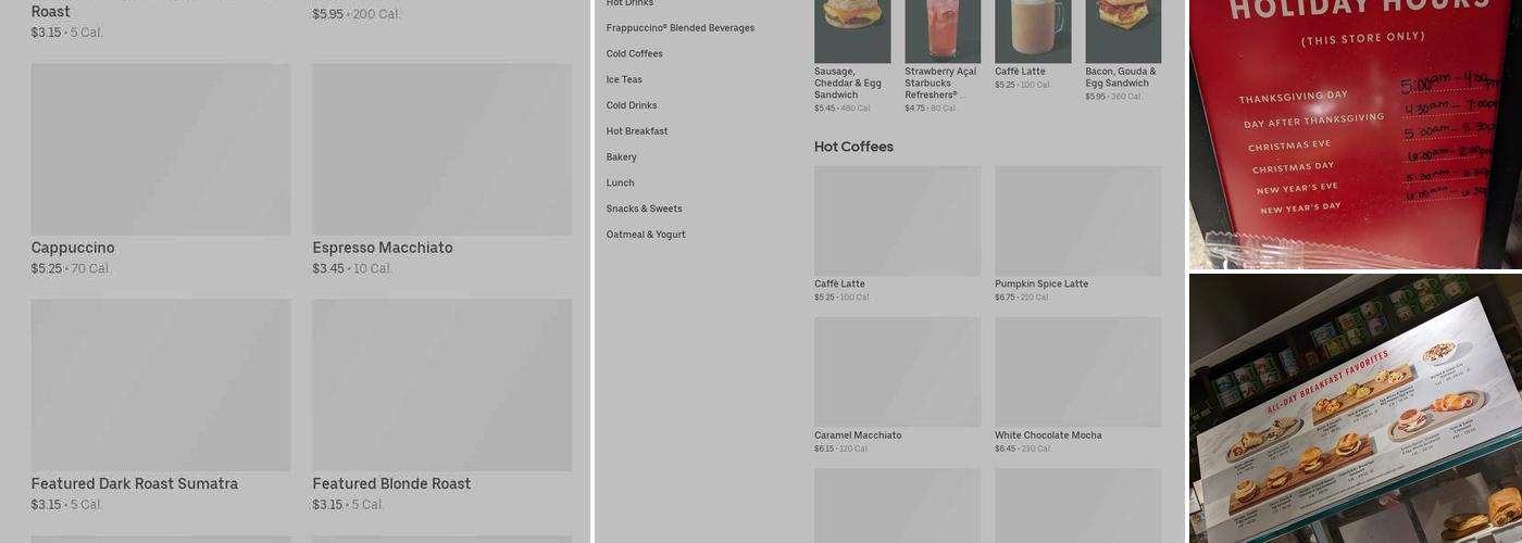 Starbucks Coffee Company Menu