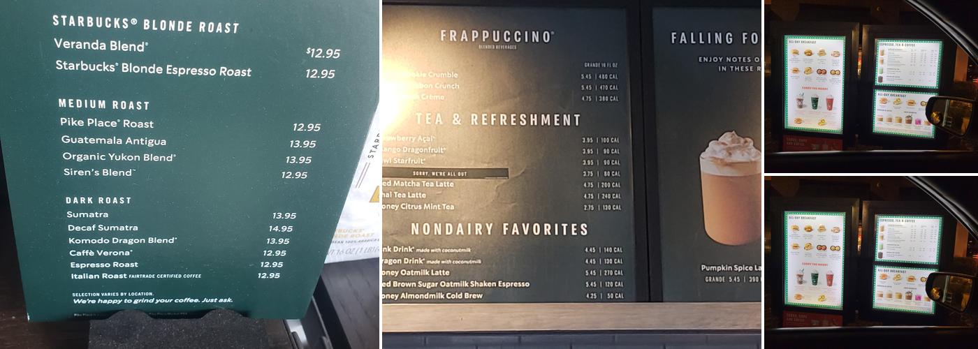 Starbucks Menu