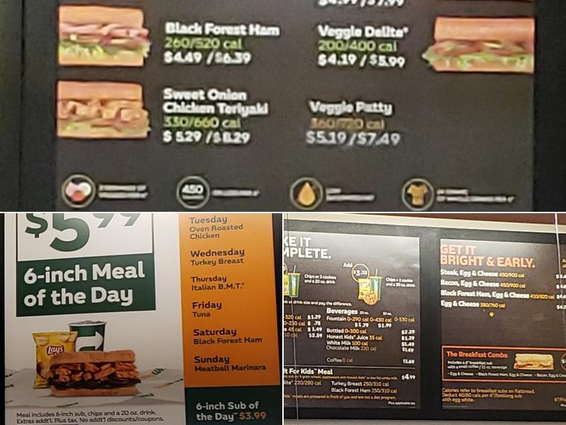Subway Menu
