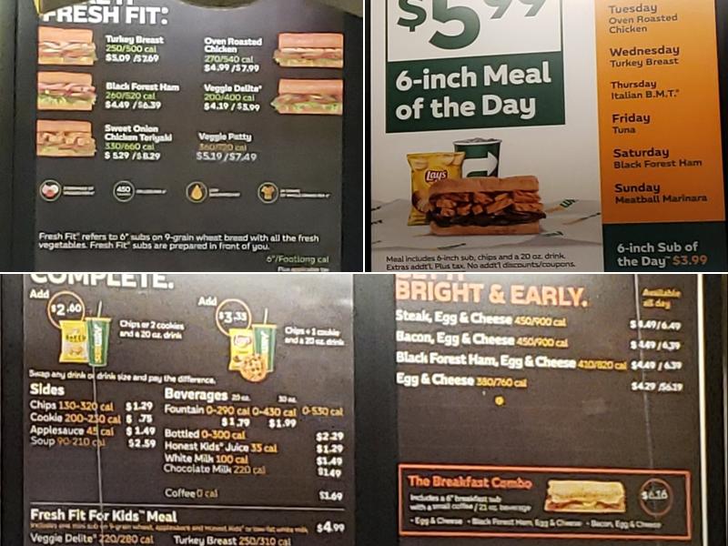 Subway Menu