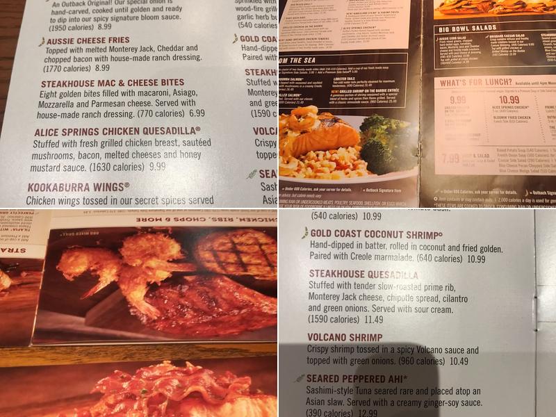 Outback steakhouse Menu