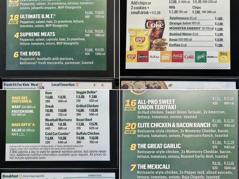 Subway Menu