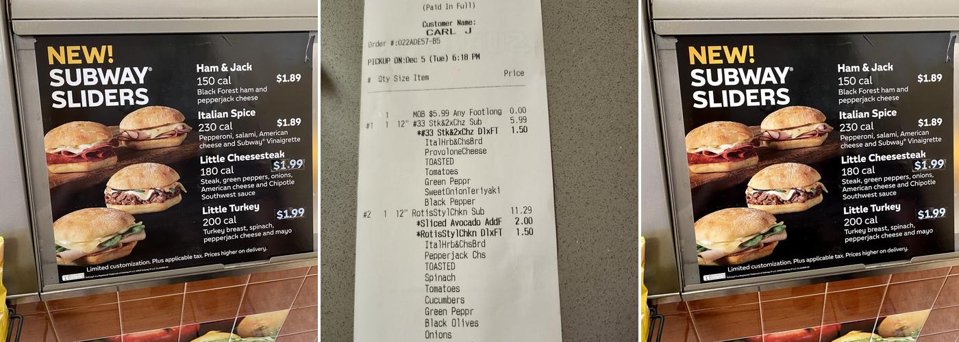 Subway Menu