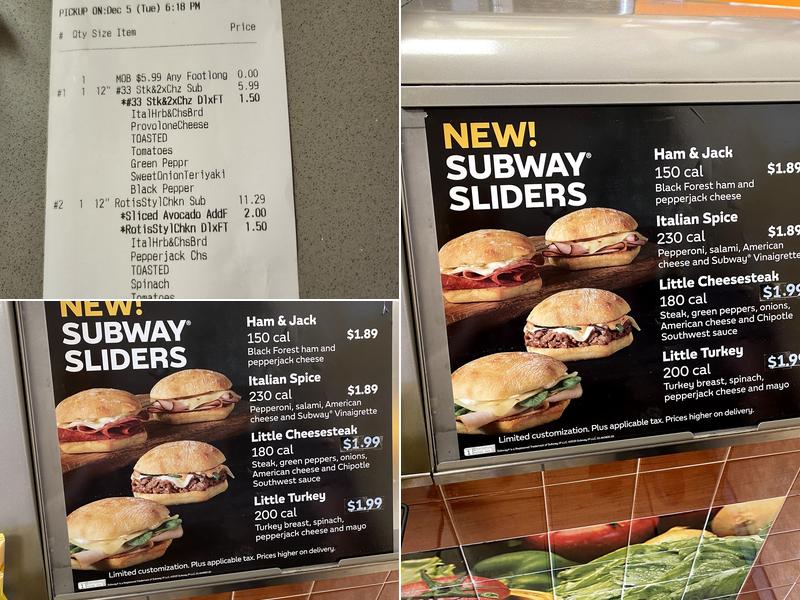 Subway Menu