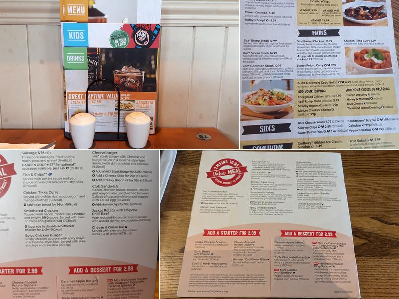 Brewers Fayre Honourable Pilot Menu