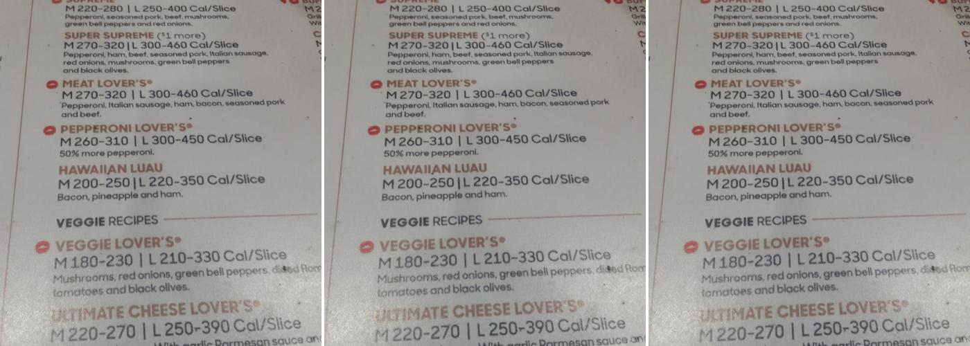 Pizza Hut Menu