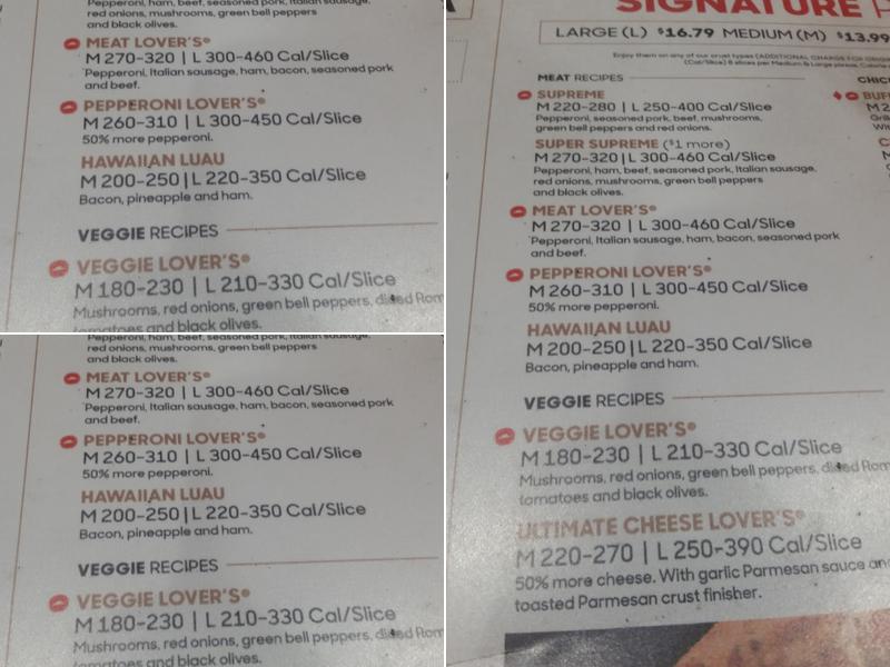 Pizza Hut Menu