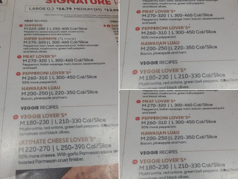 Pizza Hut Menu