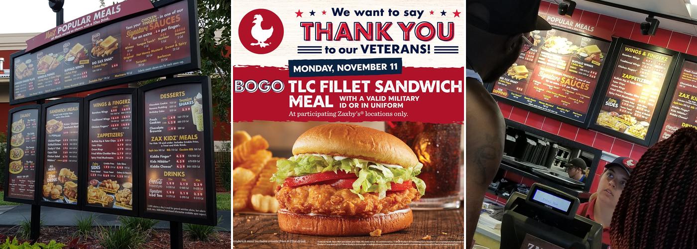 Zaxbys Chicken Fingers & Buffalo Wings Menu