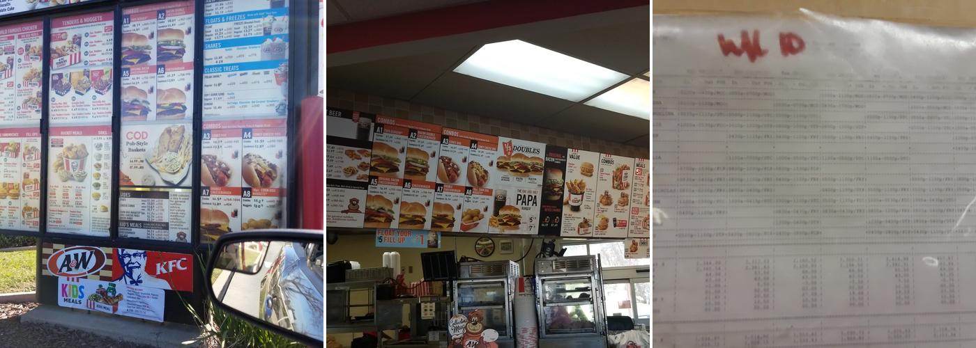 KFC Menu