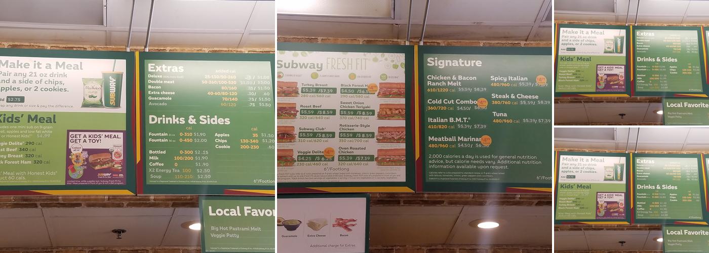 Subway Menu