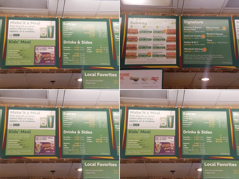 Subway Menu