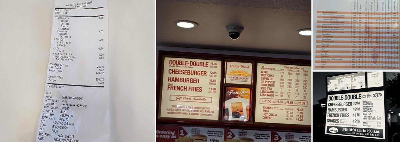 In-N-Out Burger Menu