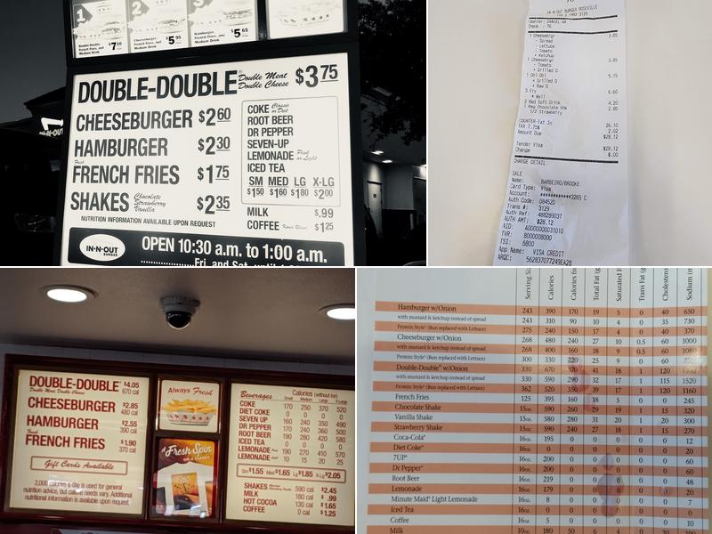 In-N-Out Burger Menu
