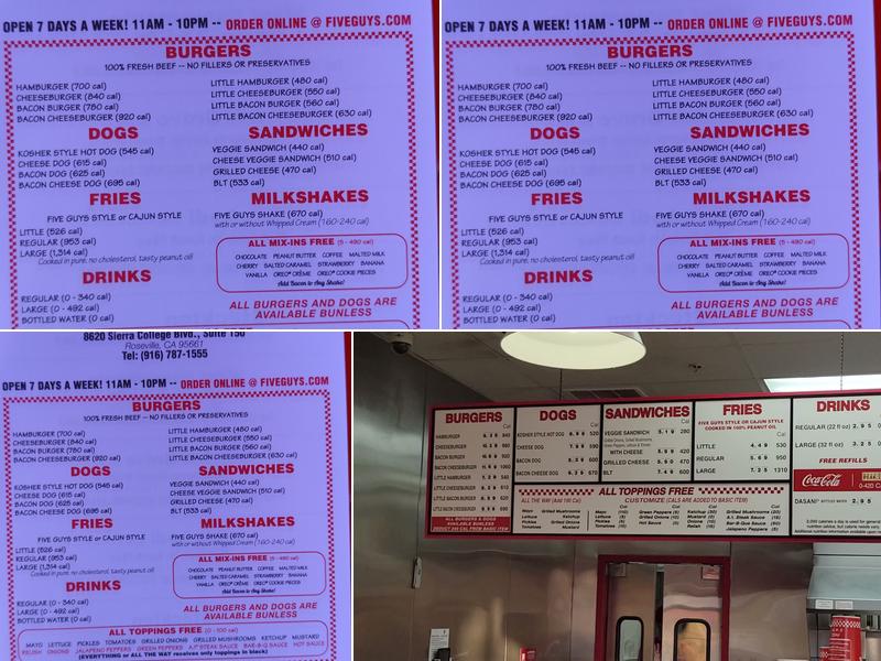 Five Guys Menu