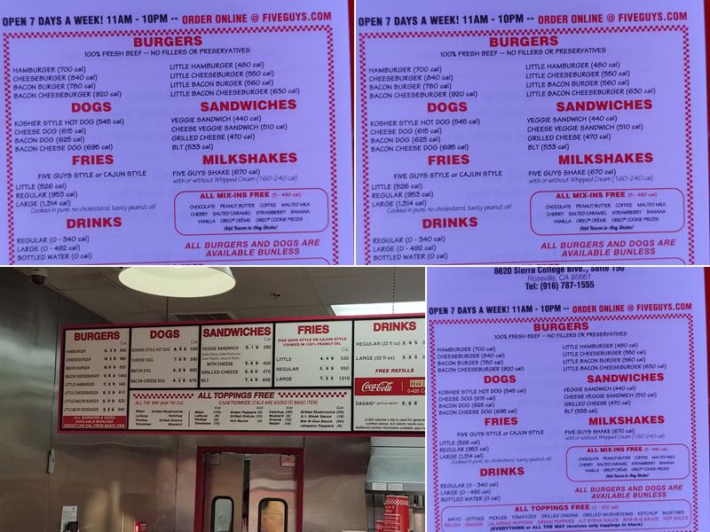 Five Guys Menu