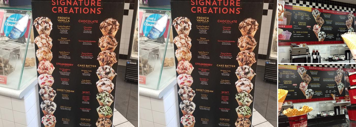 Cold Stone Creamery Menu