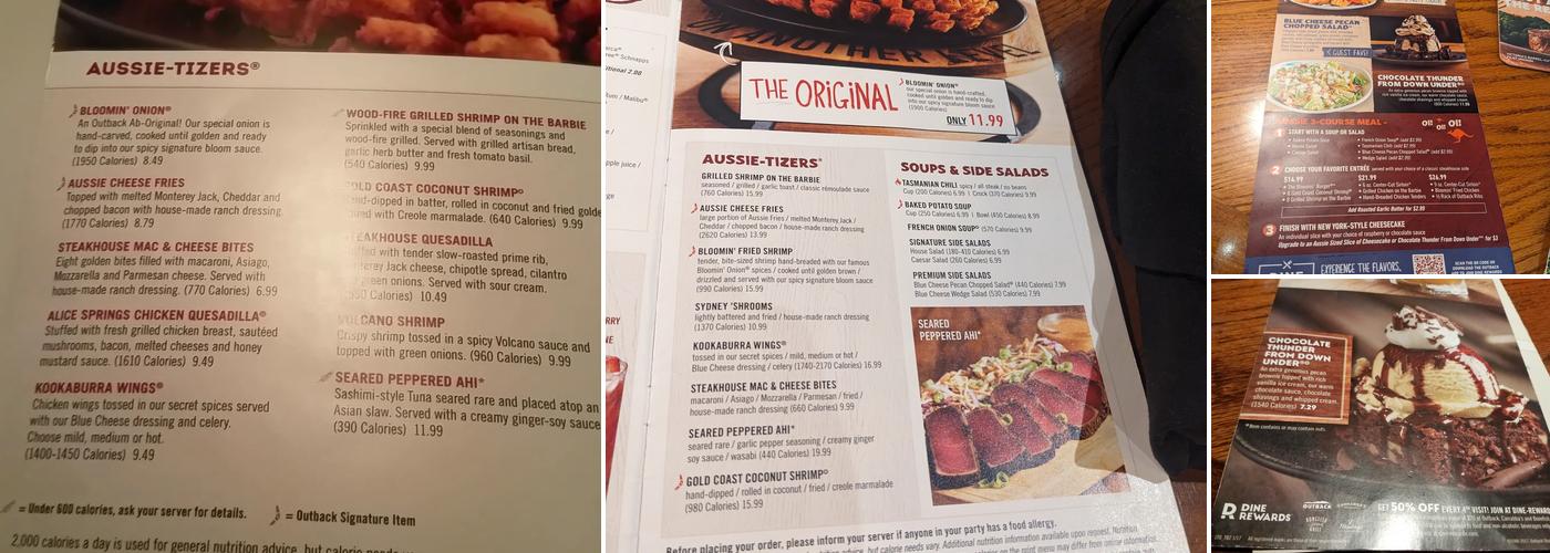 Outback Steakhouse Menu