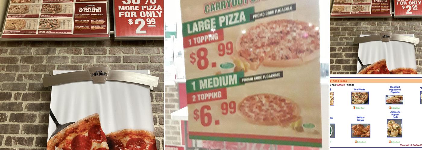 Papa Johns Pizza Menu