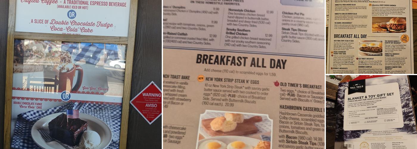 Cracker Barrel Old Country Store Menu