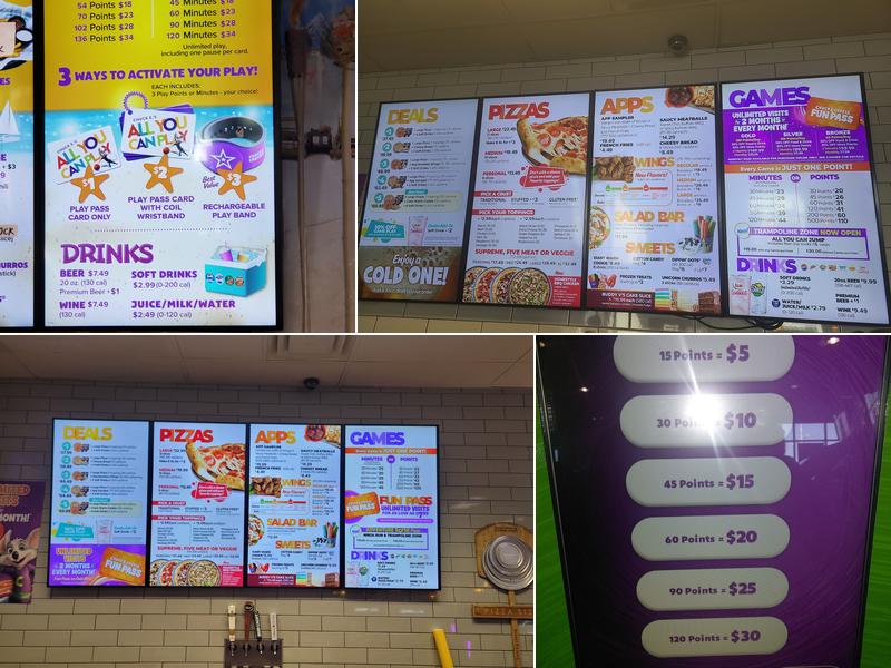 Chuck E. Cheese Menu