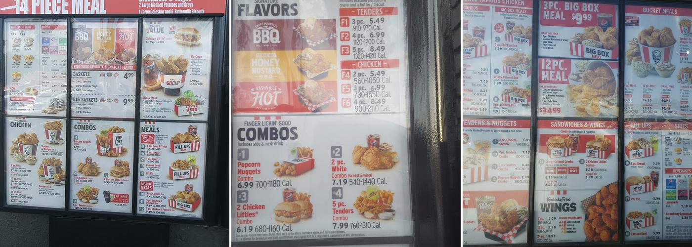 KFC Menu