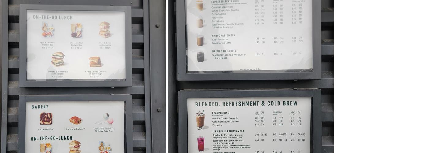 Starbucks Coffee Company Menu