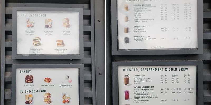 Starbucks Coffee Company Menu