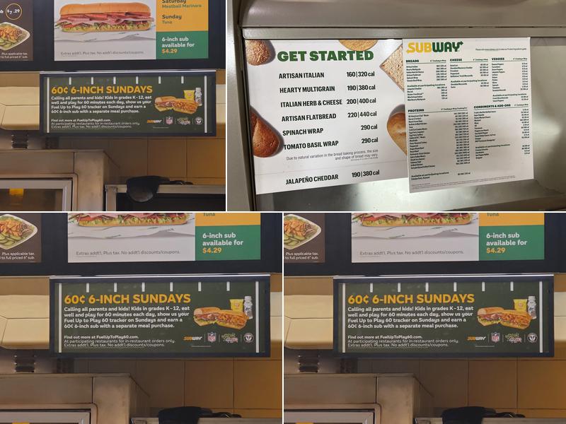 Subway Menu