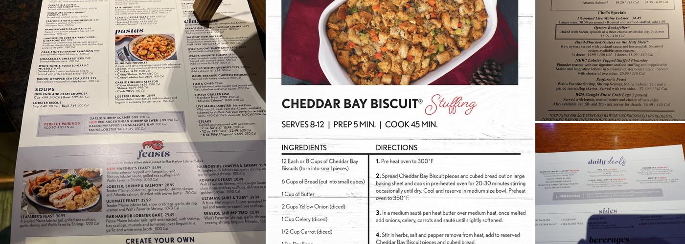 Red Lobster Menu