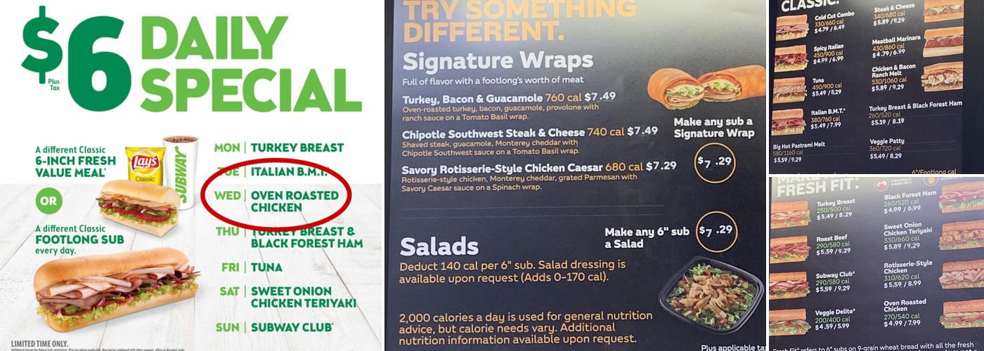 Subway Menu