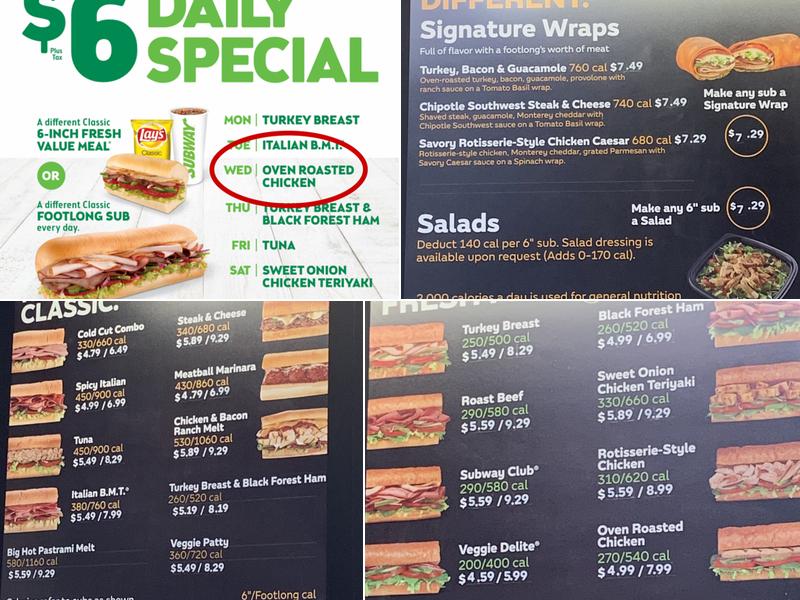 Subway Menu