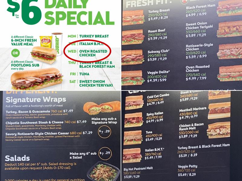 Subway Menu