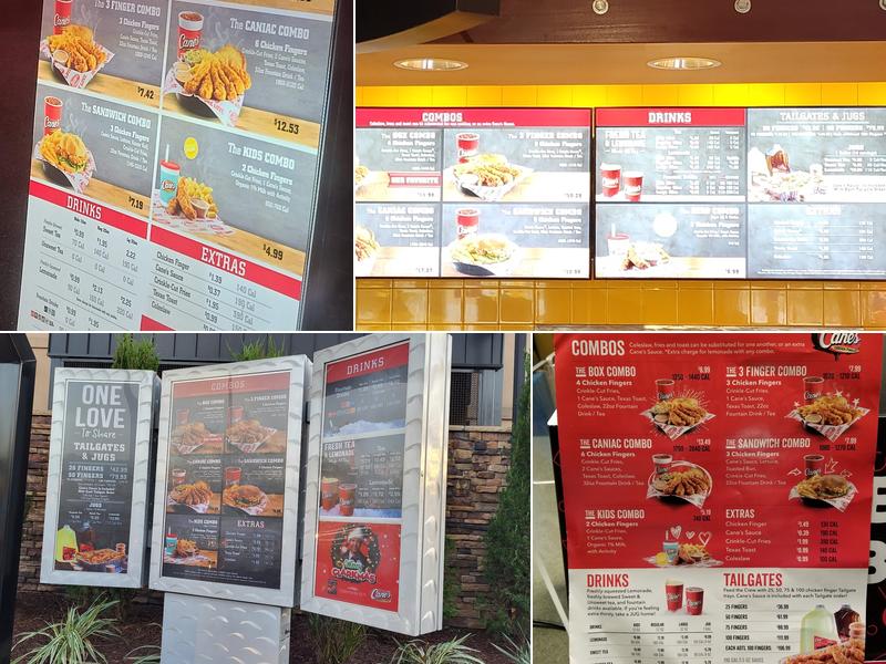 Raising Cane's Chicken Fingers Menu