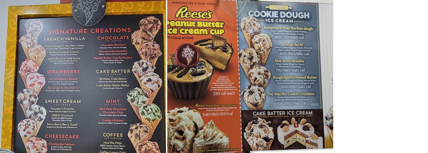 Cold Stone Creamery Menu