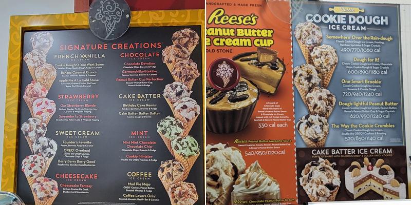 Cold Stone Creamery Menu