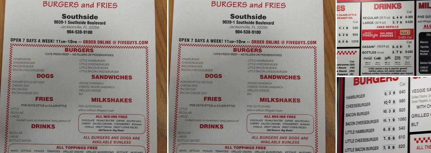 Five Guys Menu