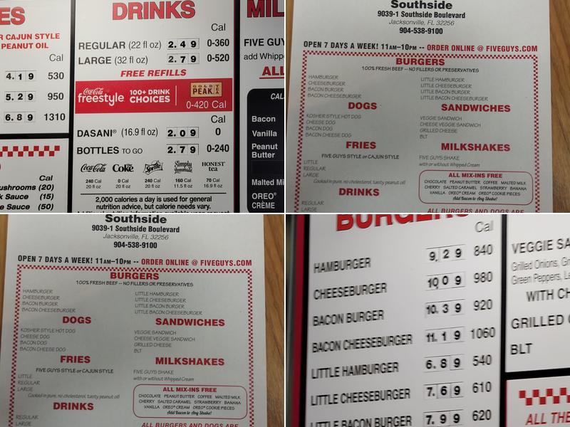 Five Guys Menu