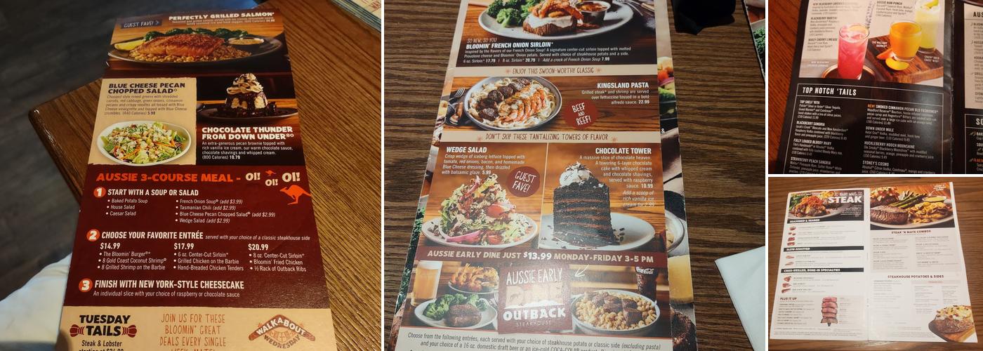 Outback Steakhouse Menu