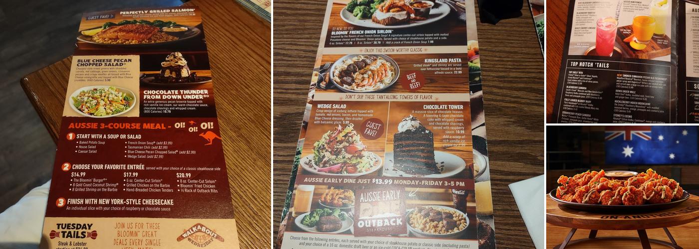 Outback Steakhouse Menu