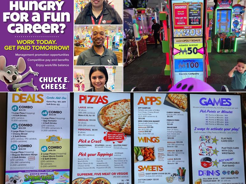 Chuck E. Cheese Menu