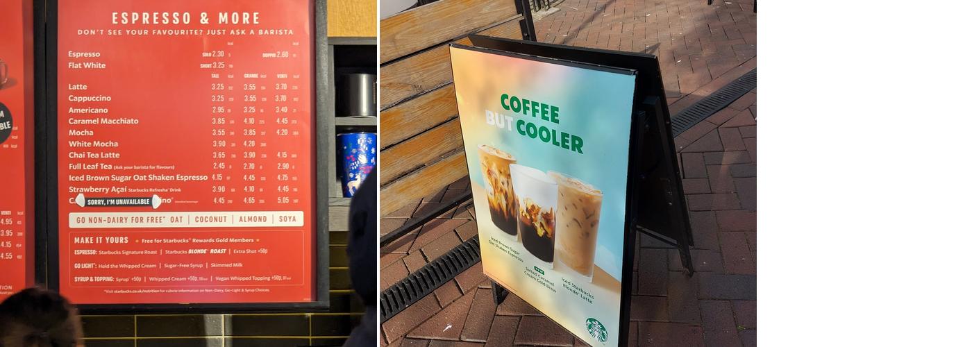 Starbucks Coffee Menu