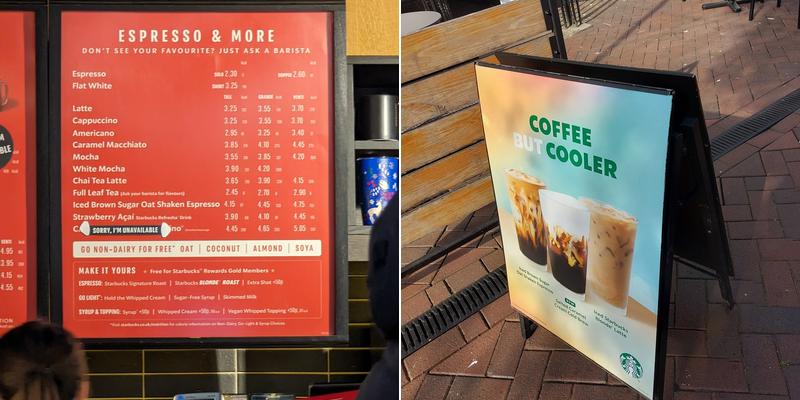 Starbucks Coffee Menu