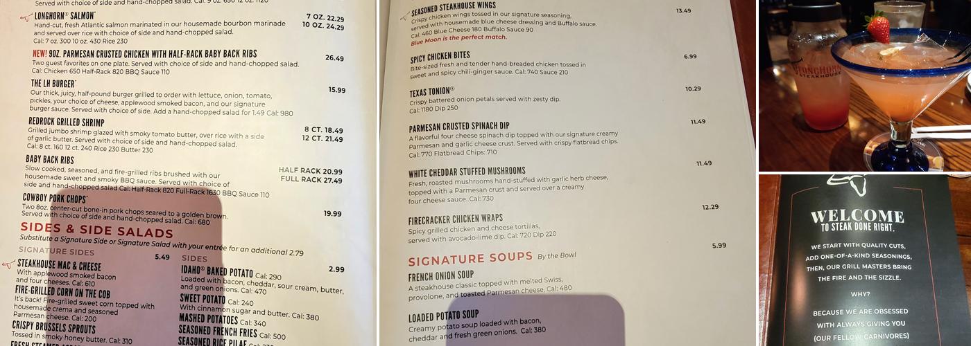 LongHorn Steakhouse Menu