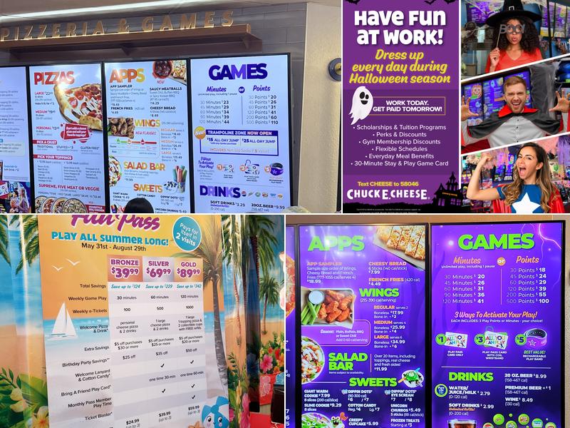Chuck E. Cheese Menu
