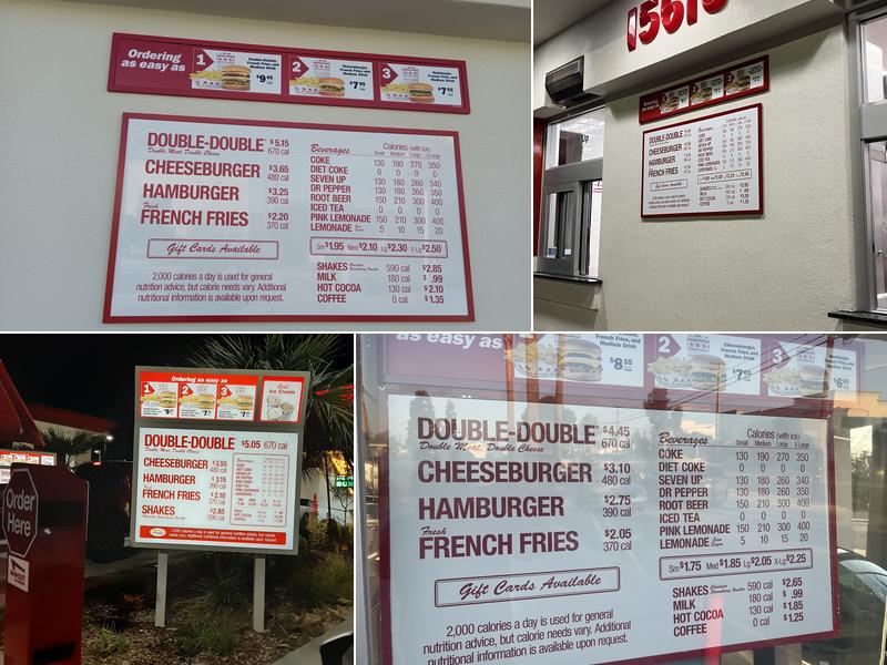 In-N-Out Burger Menu