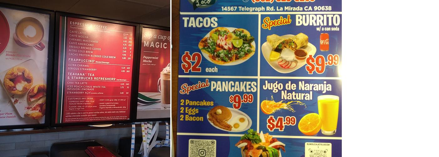 Starbucks Coffee Company Menu