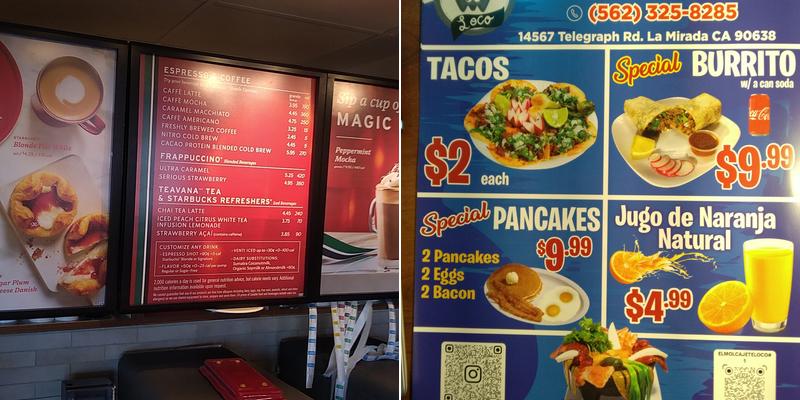 Starbucks Coffee Company Menu