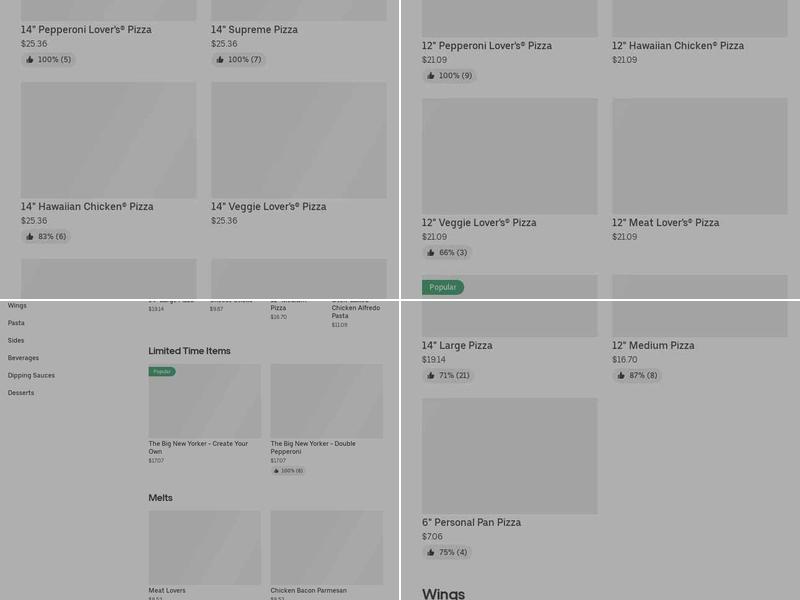 Pizza Hut Menu